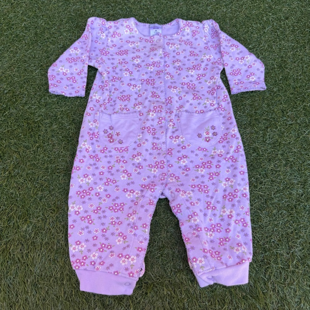 Carters Lavender Floral Footed Pajamas Romper‎ Sleepwear Infant Girls Size 6M